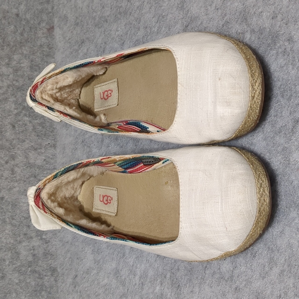 Ugg Australia Women's Perrie White Fabric Loafer Shoes Size 9 - Picture 2 of 10